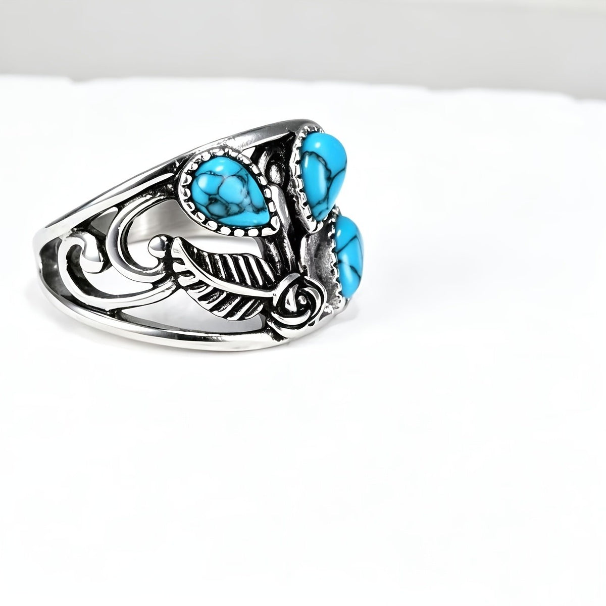 Turquoise Rose Statement Ring