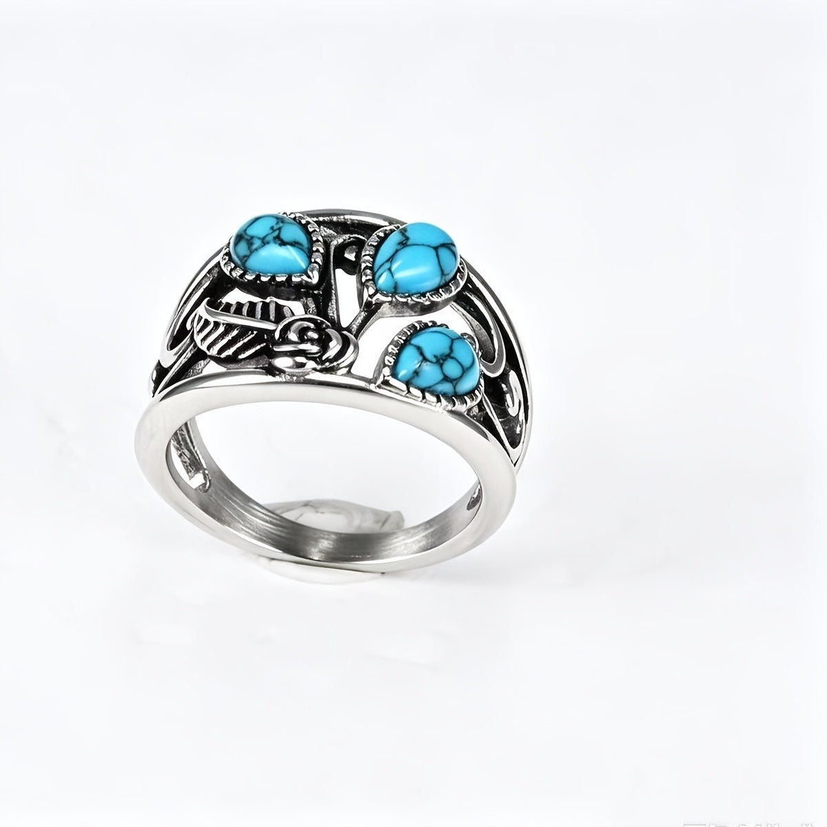 Turquoise Rose Statement Ring