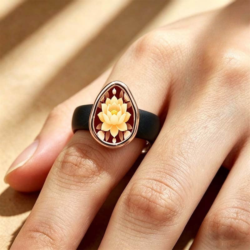 Lotus Flower Teardrop Ring