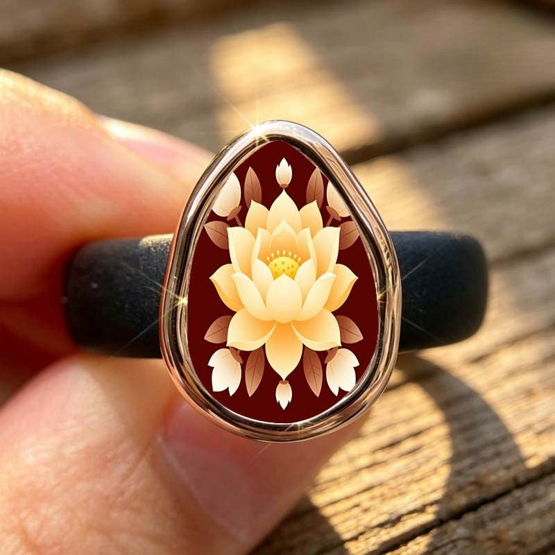 Lotus Flower Teardrop Ring