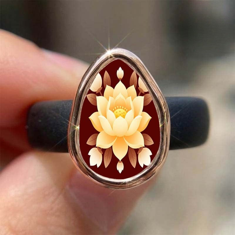 Lotus Flower Teardrop Ring