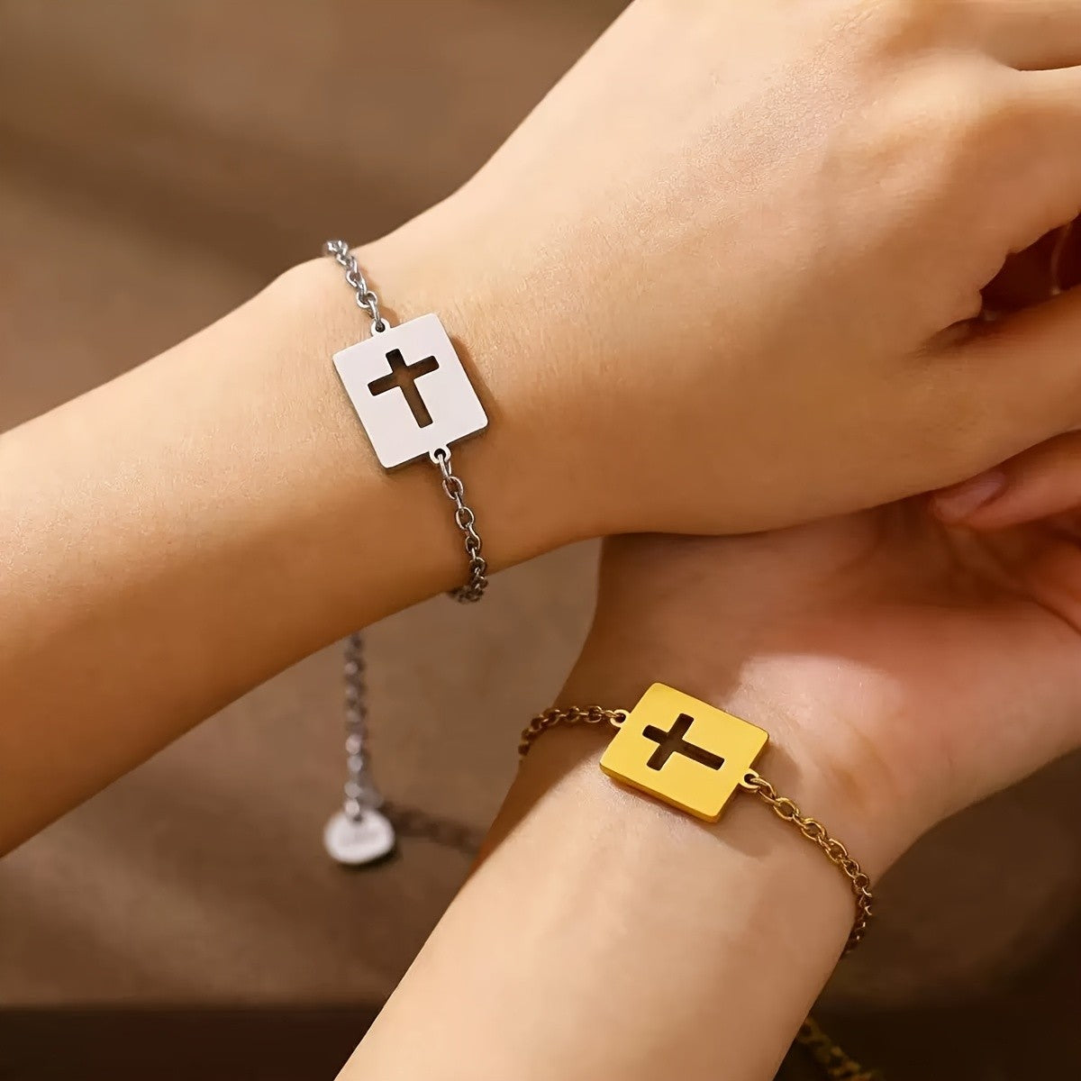 Square Cutout Cross Bracelet