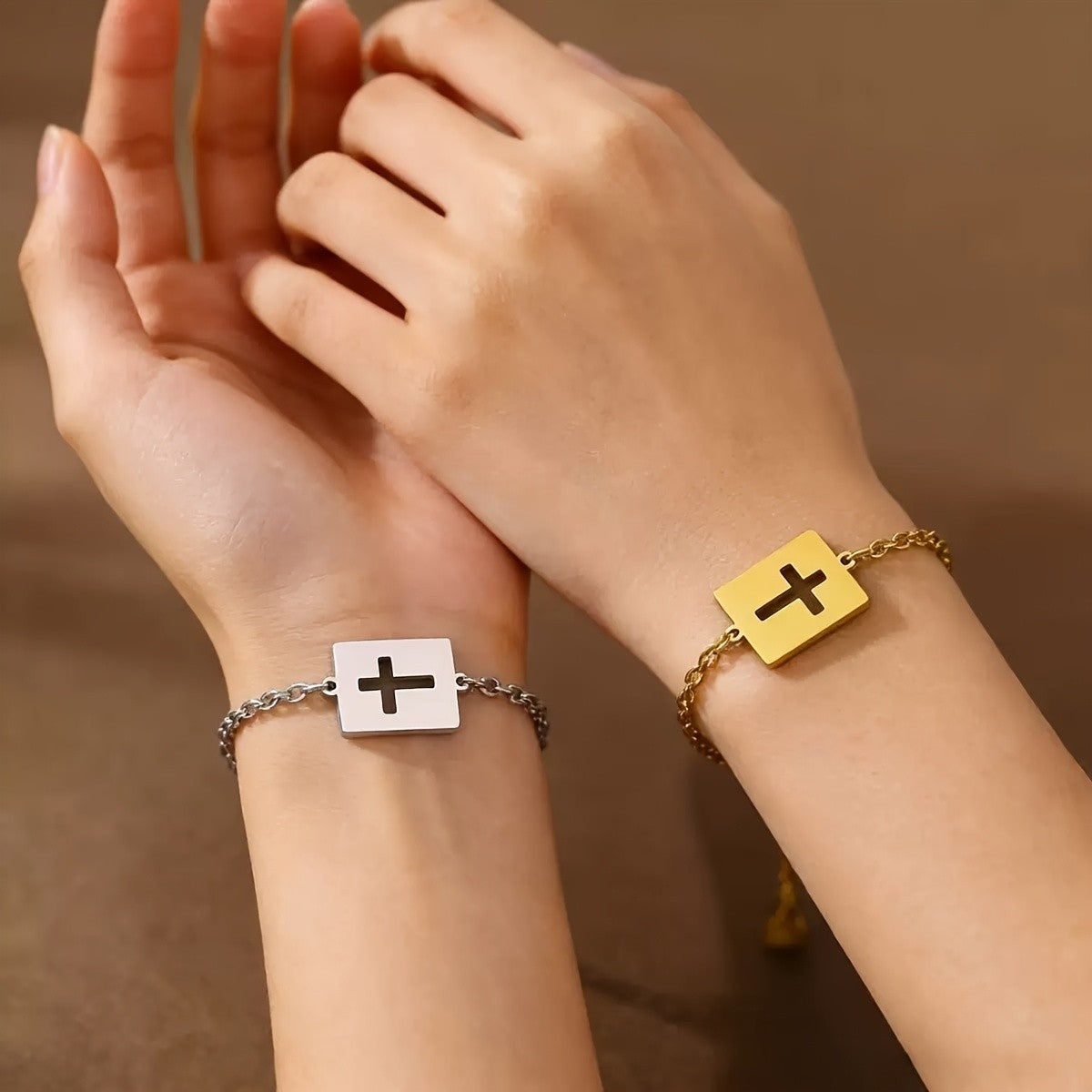Square Cutout Cross Bracelet