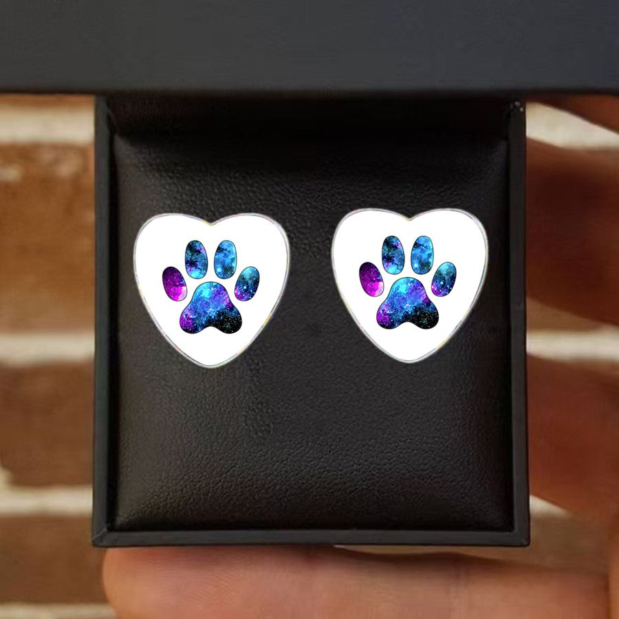 Galaxy Paw Heart Earrings
