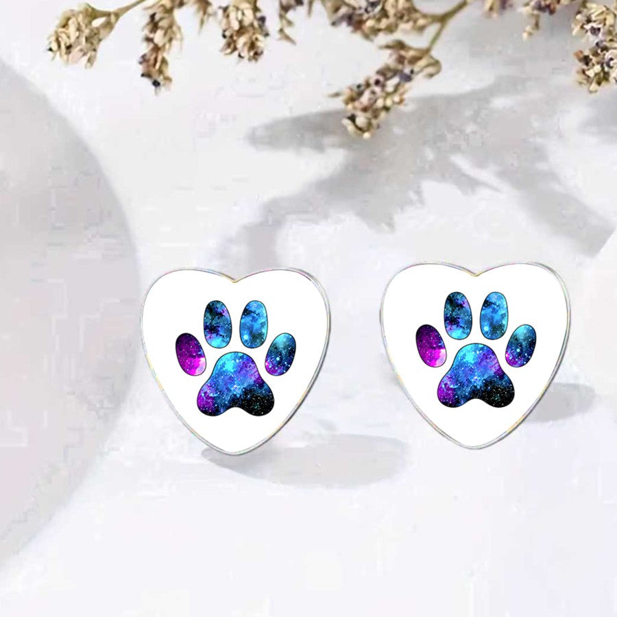 Galaxy Paw Heart Earrings