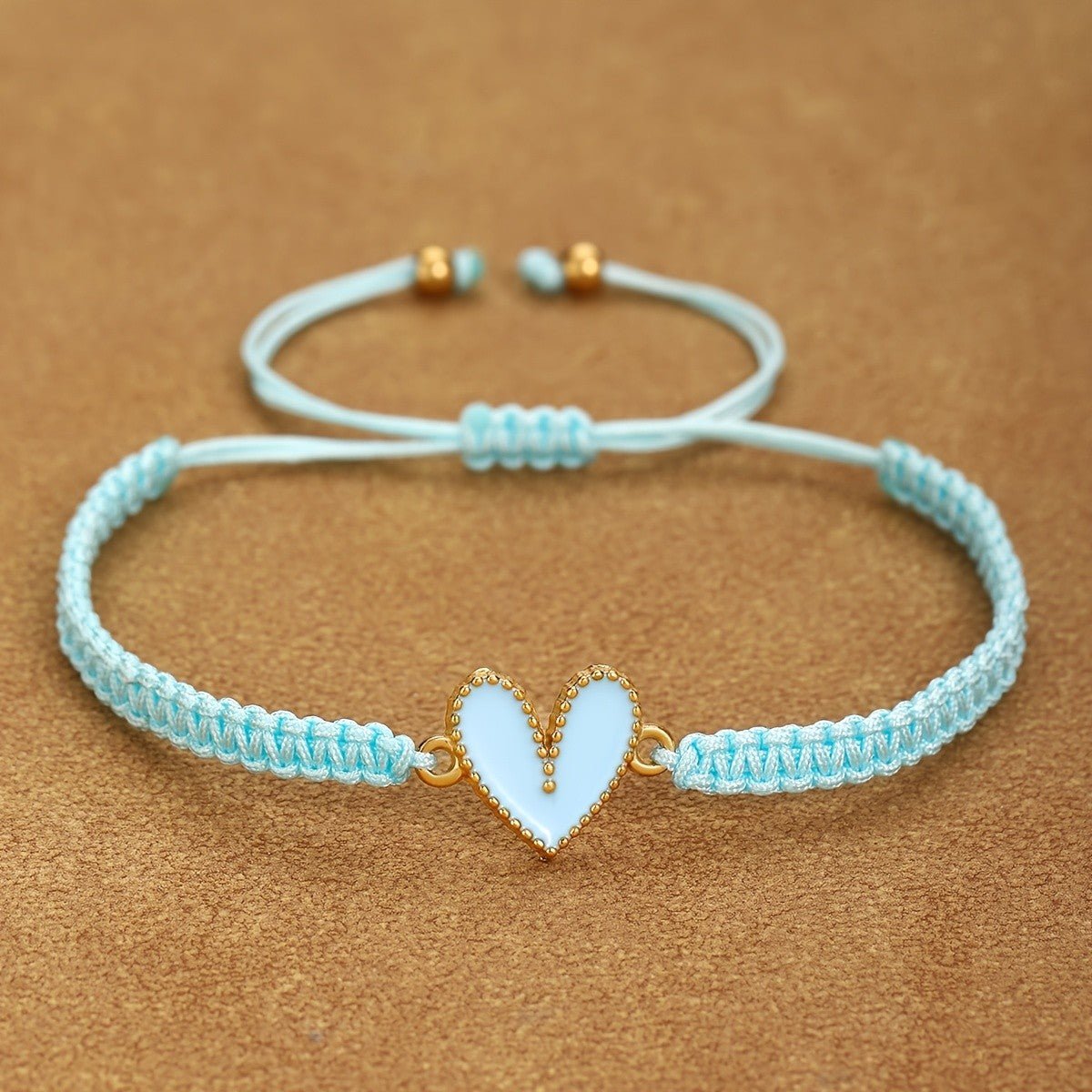 Enamel Heart Braided Bracelet