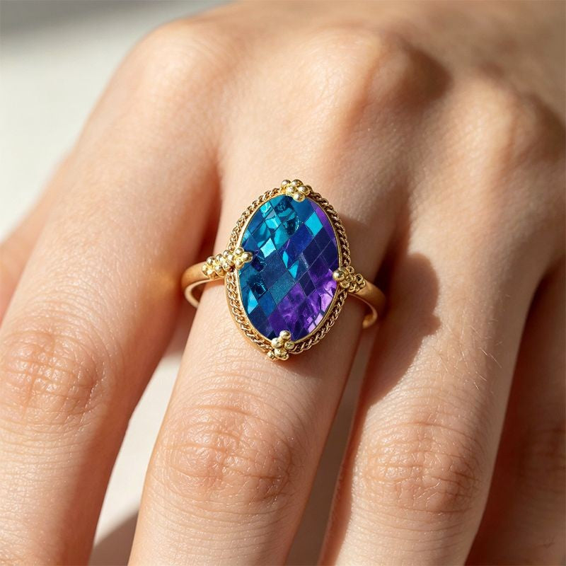 Oval Mosaic Glass Ring
