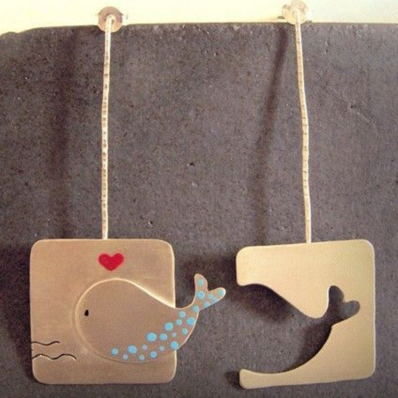 Whale & Heart Square Drop Earrings