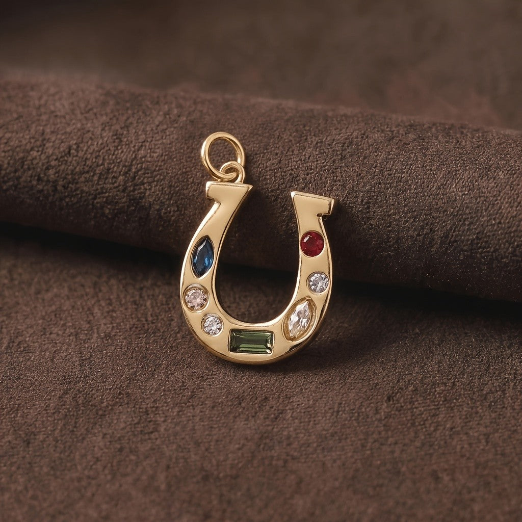 Multicolor Gemstone Horseshoe Pendant