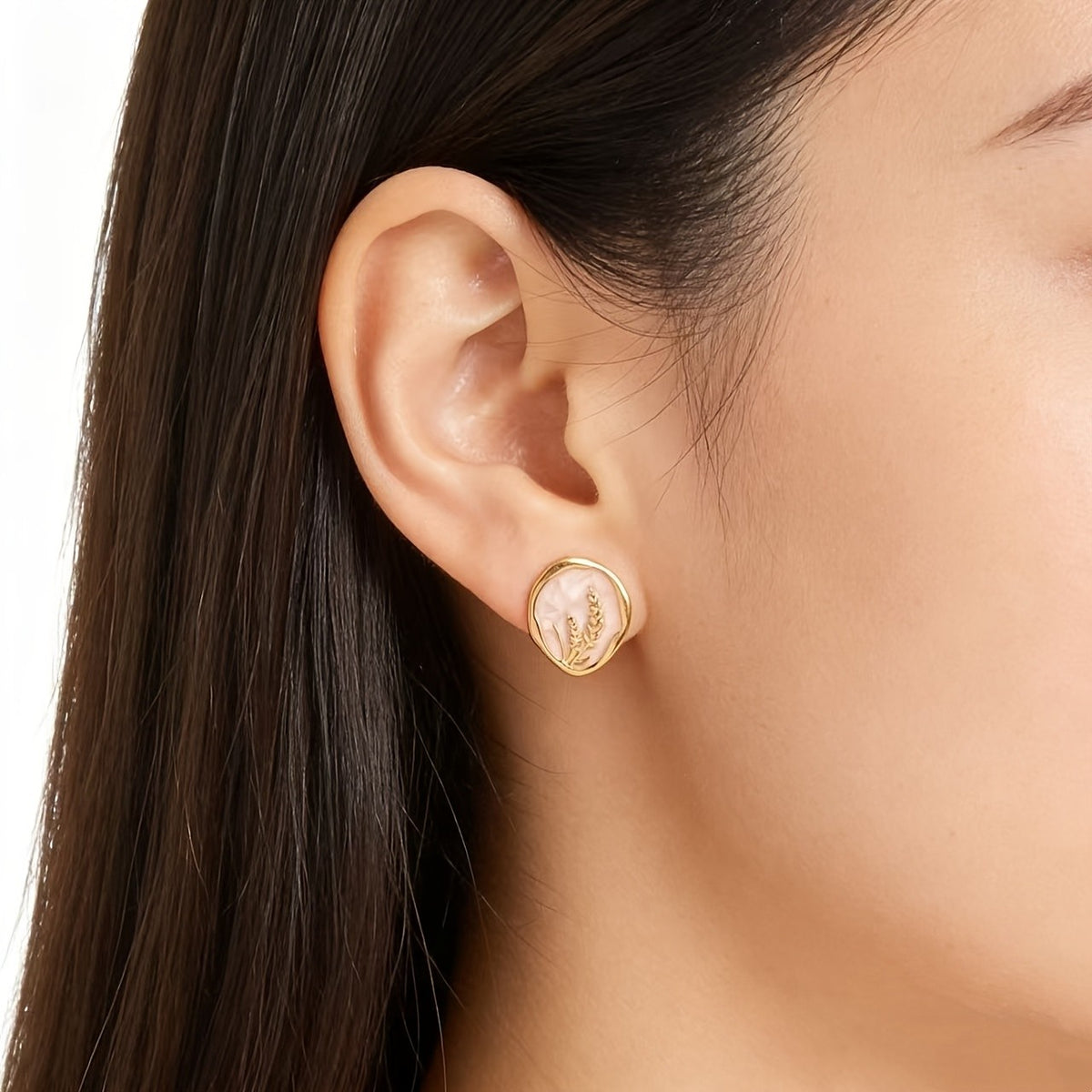 Enamel Wheat Stud Earrings