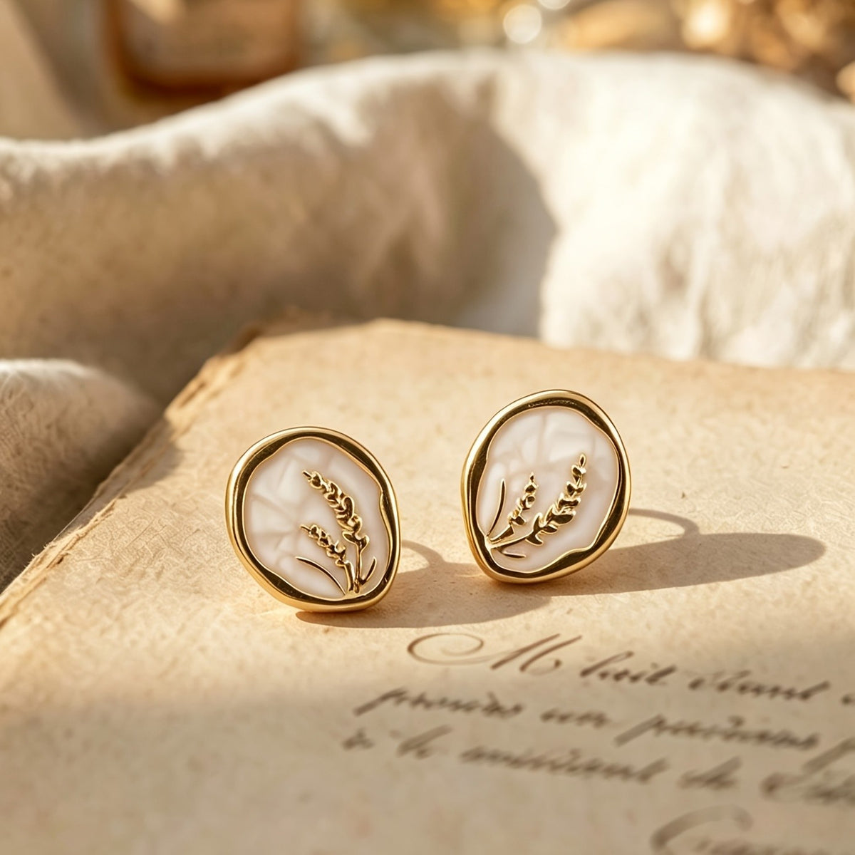 Enamel Wheat Stud Earrings