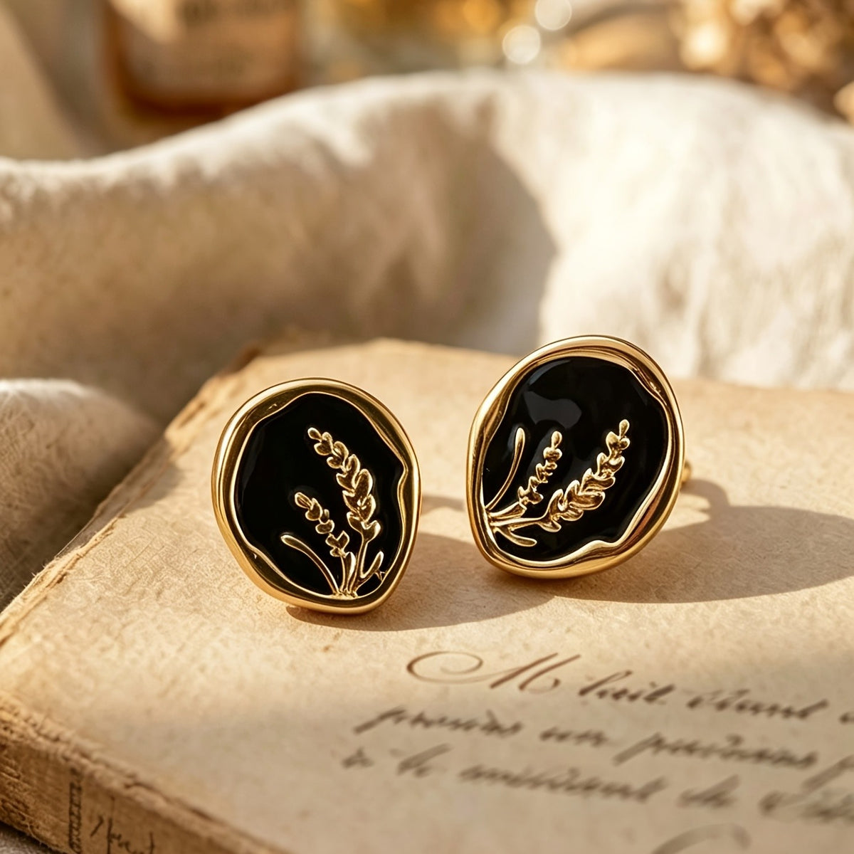 Enamel Wheat Stud Earrings