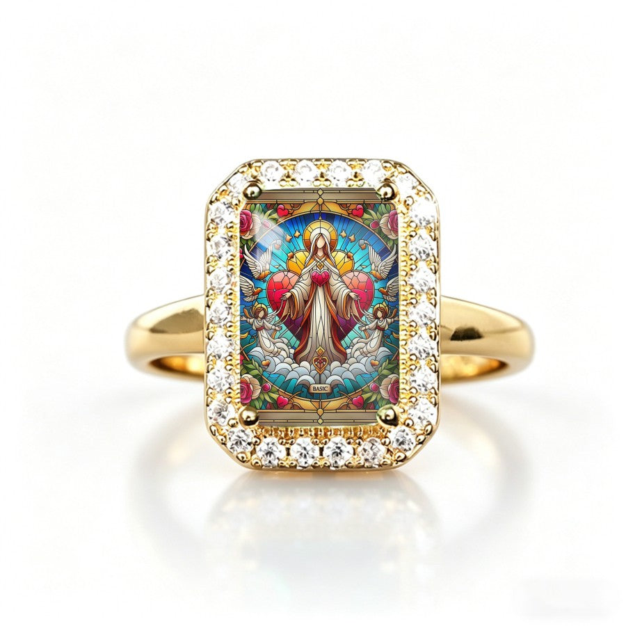 Stained Glass Virgin Mary Ring