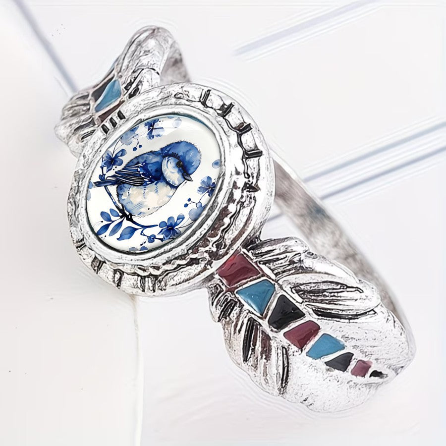 Blue Bird Feather Ring