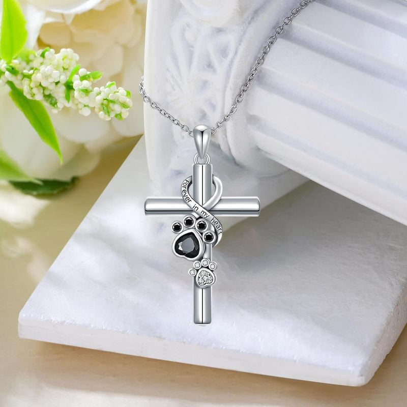 Paw Print Cross Necklace