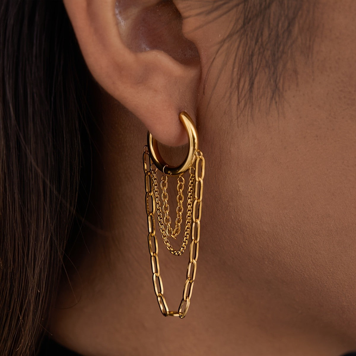 Hoop & Link Chain Drop Earrings
