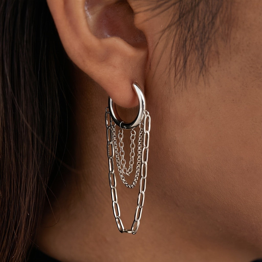 Hoop & Link Chain Drop Earrings