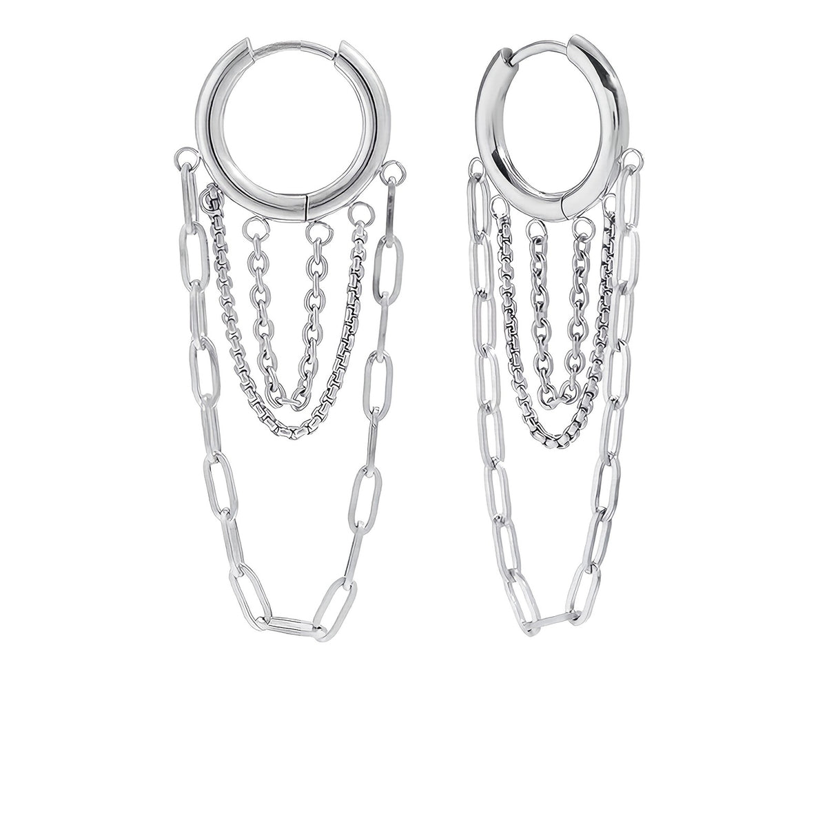 Hoop & Link Chain Drop Earrings