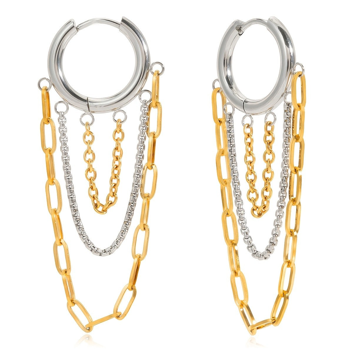 Hoop & Link Chain Drop Earrings