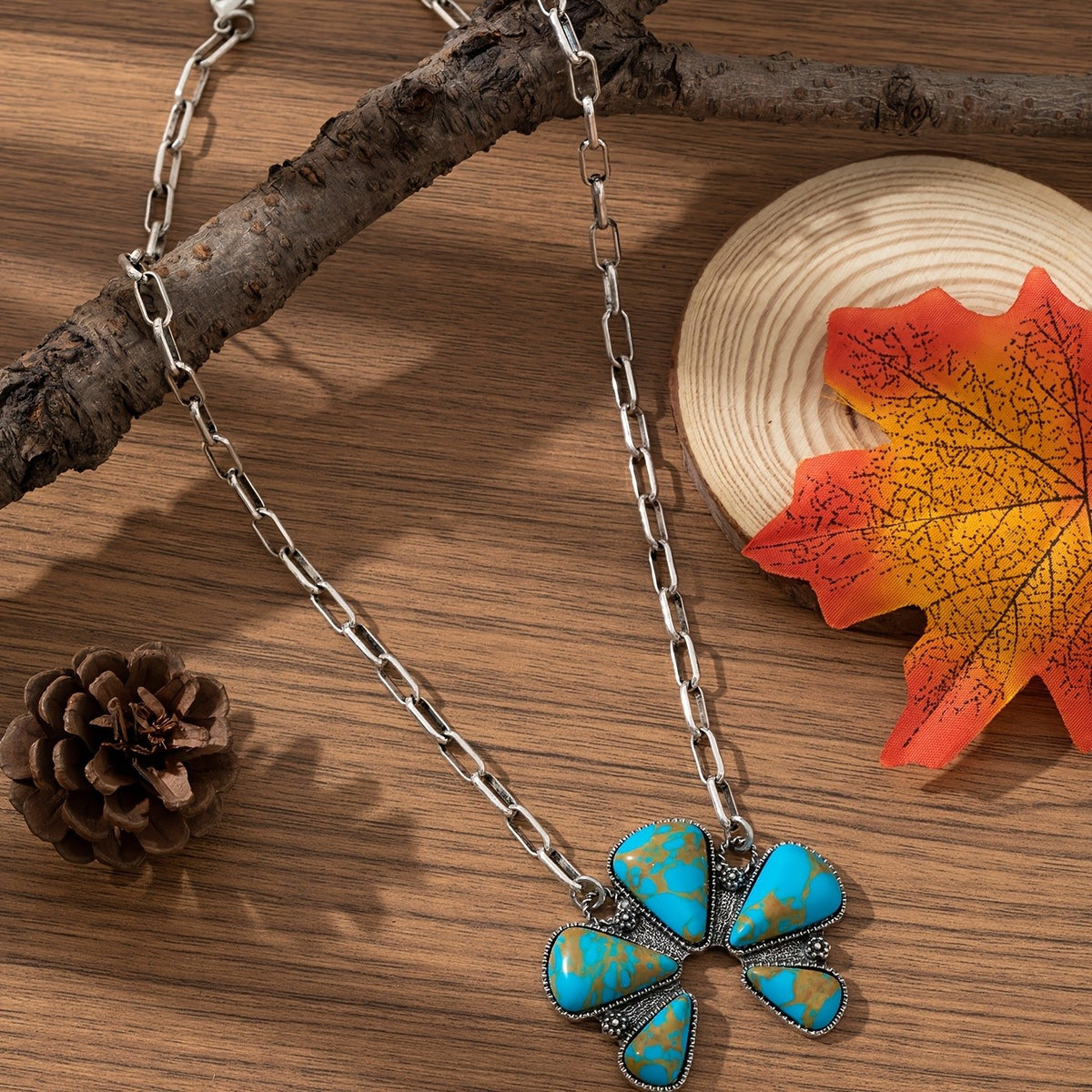 Turquoise Petal Cluster Pendant