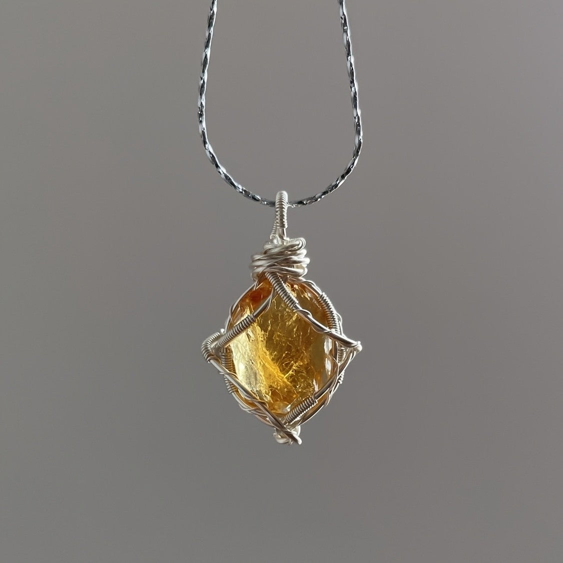 Iridescent Crystal Wire Wrap Necklace