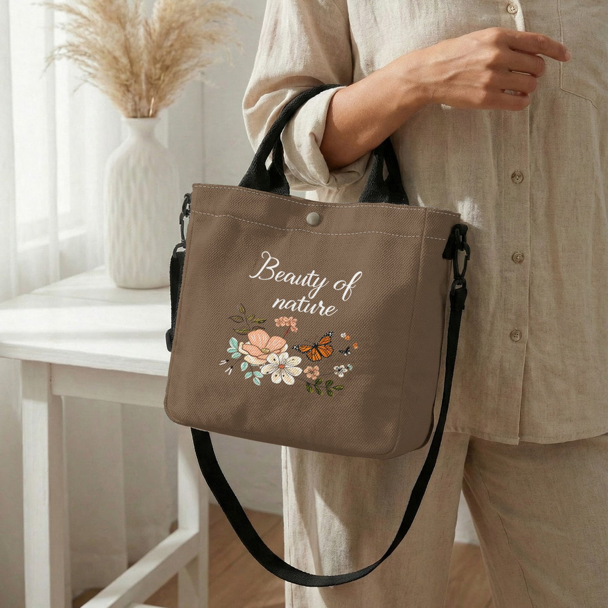 Floral Butterfly Tote Bag