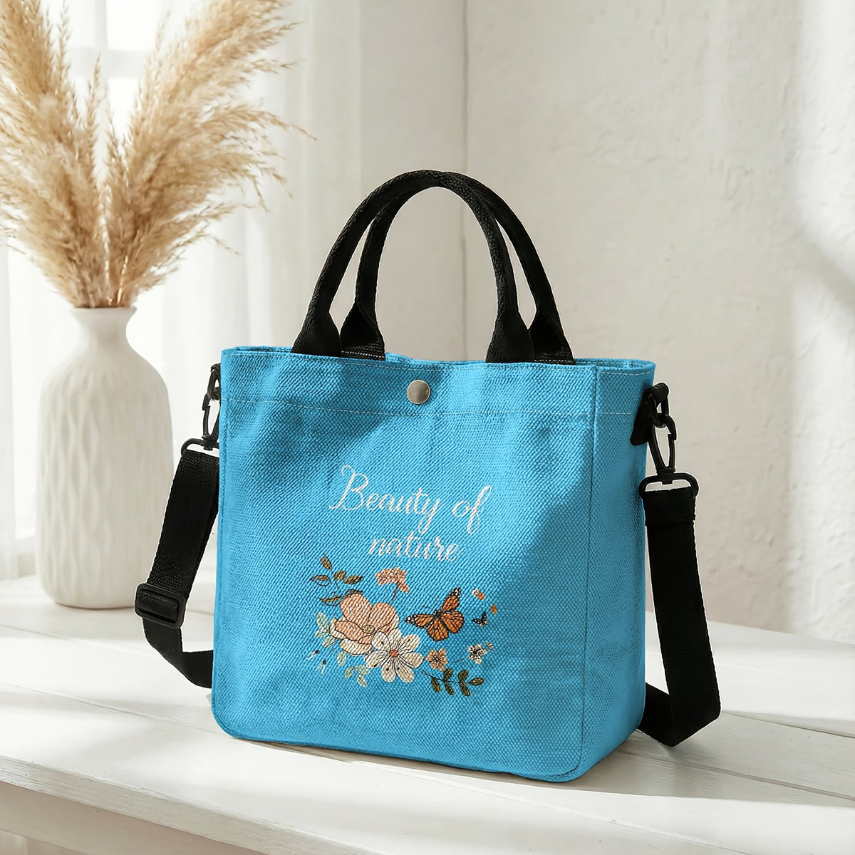 Floral Butterfly Tote Bag
