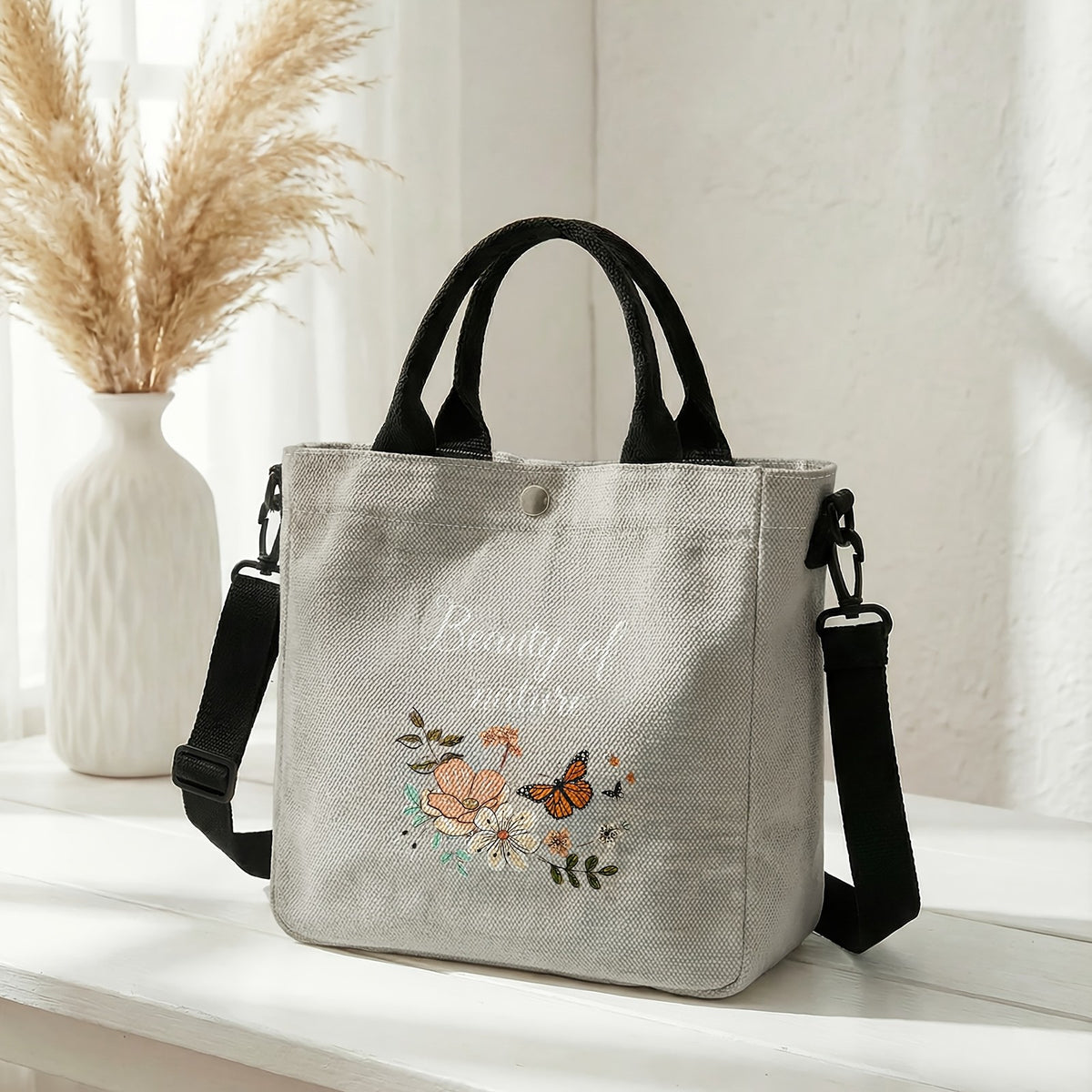 Floral Butterfly Tote Bag