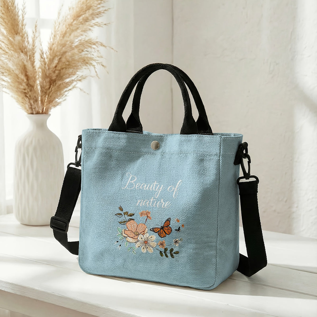 Floral Butterfly Tote Bag