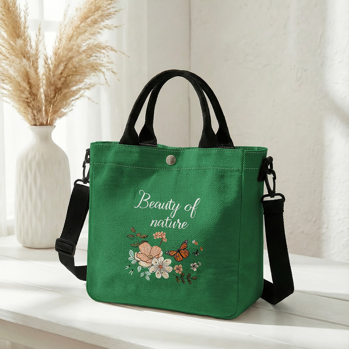 Floral Butterfly Tote Bag