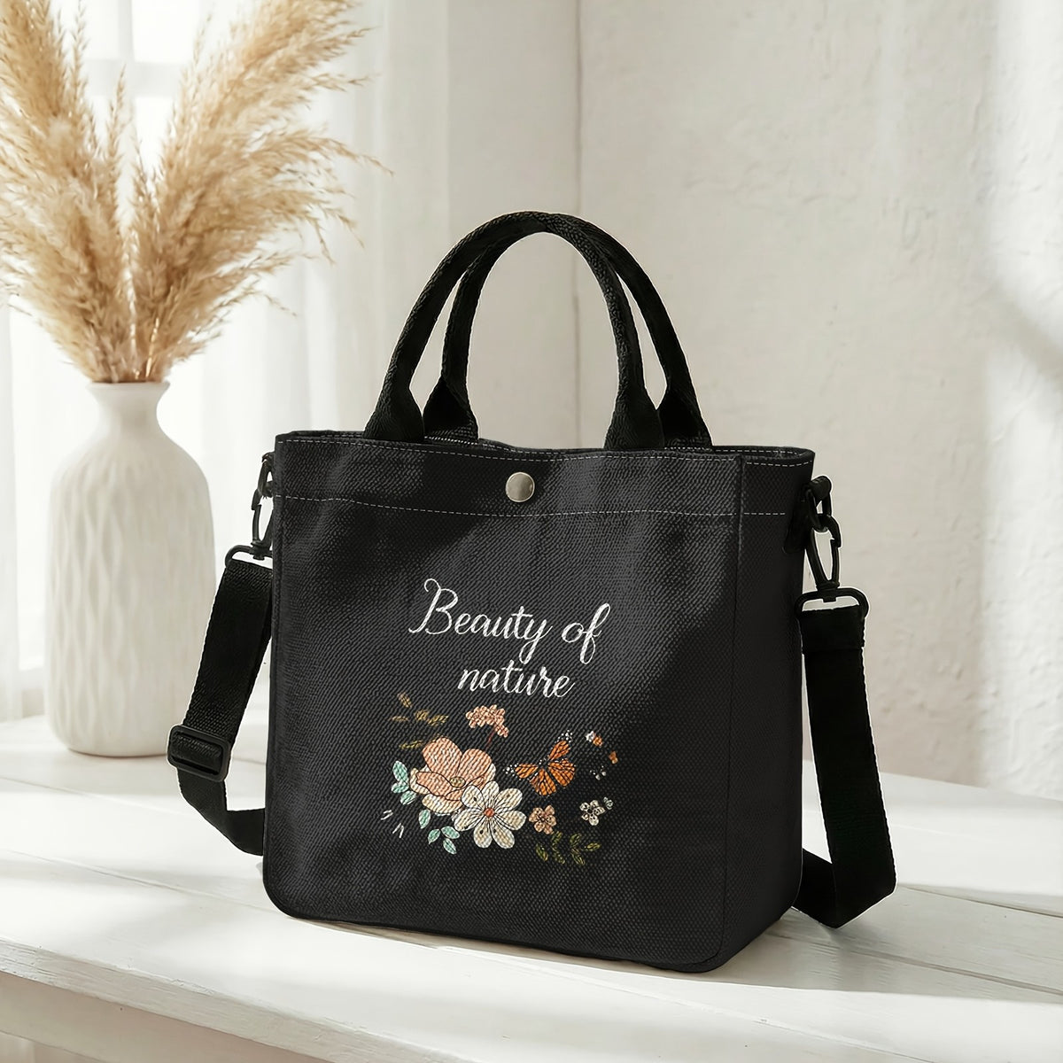 Floral Butterfly Tote Bag
