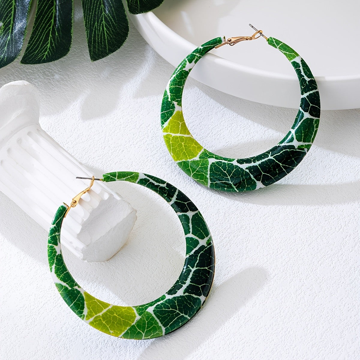 Blue Floral Hoop Earrings