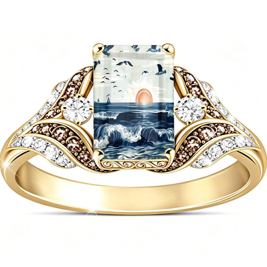 Seagull Sunset Square Ring