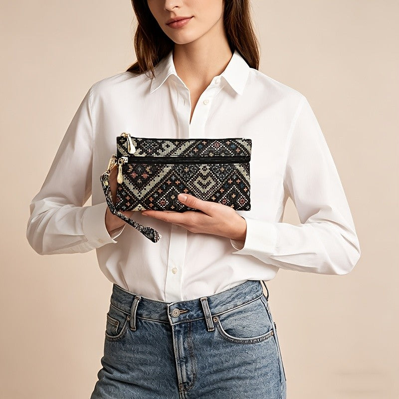 Green Geometric Wristlet