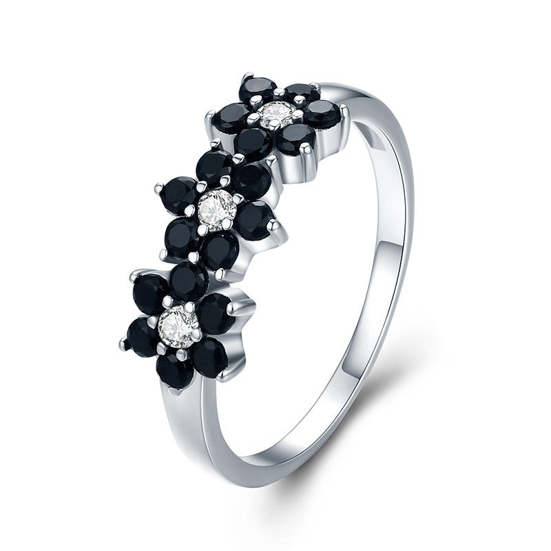 Black Flower Cluster Ring