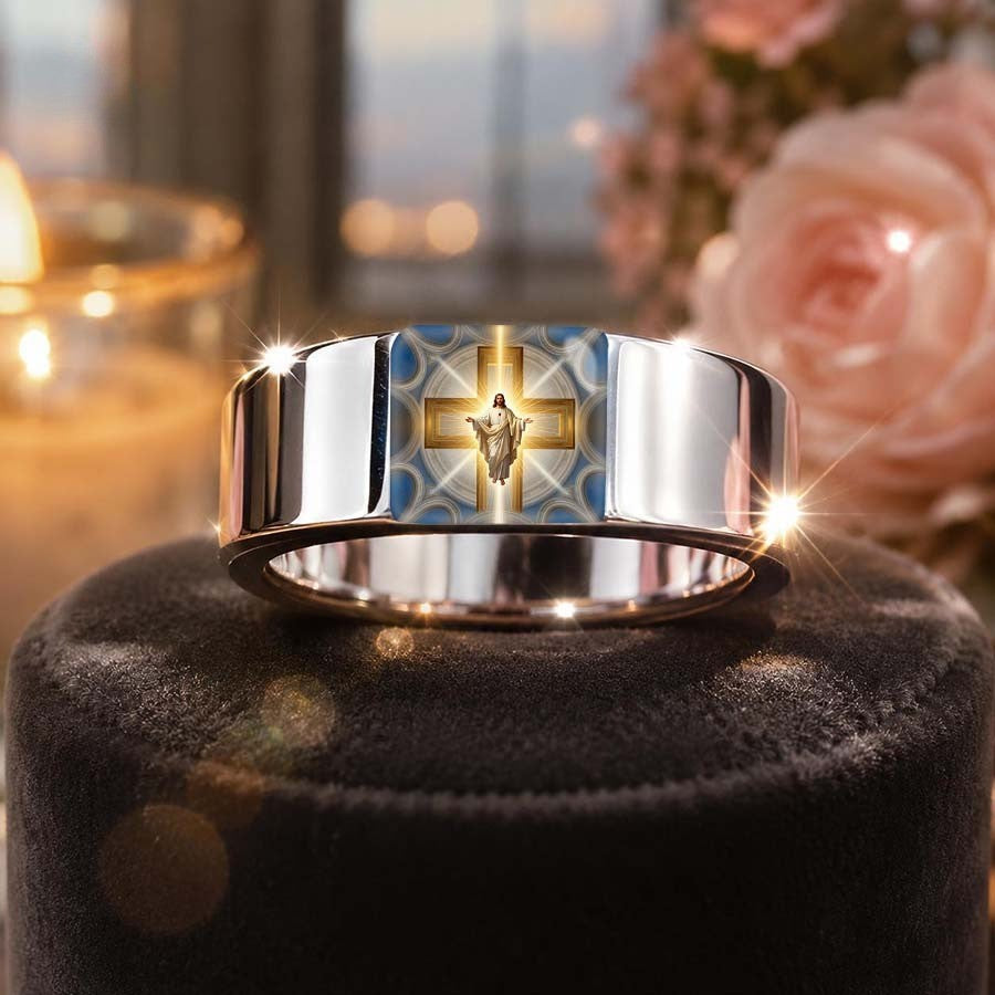 Jesus Cross Inlay Ring