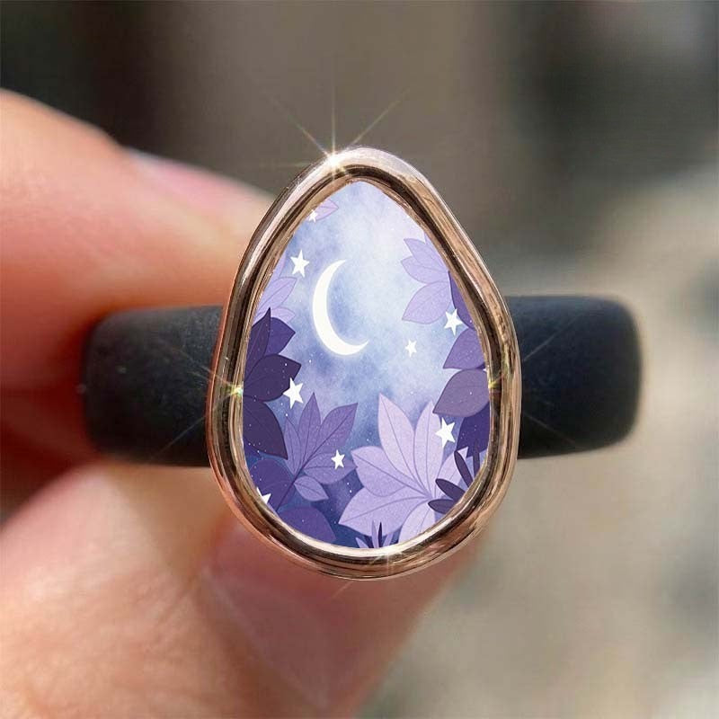 Celestial Leaves Teardrop Ring