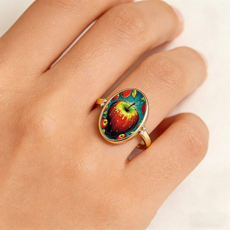 Colorful Apple Oval Ring