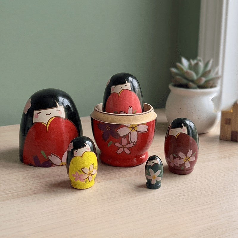Cherry Blossom Nesting Dolls Set of 5