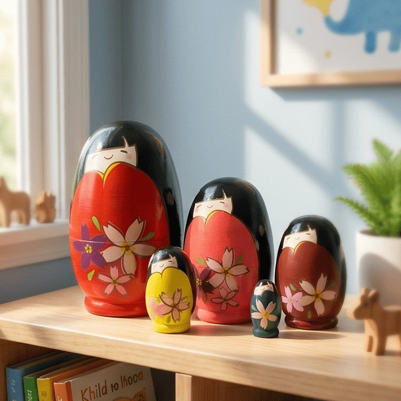 Cherry Blossom Nesting Dolls Set of 5