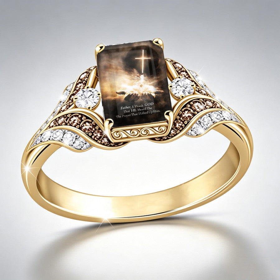 Scripture & Cross Rectangular Ring