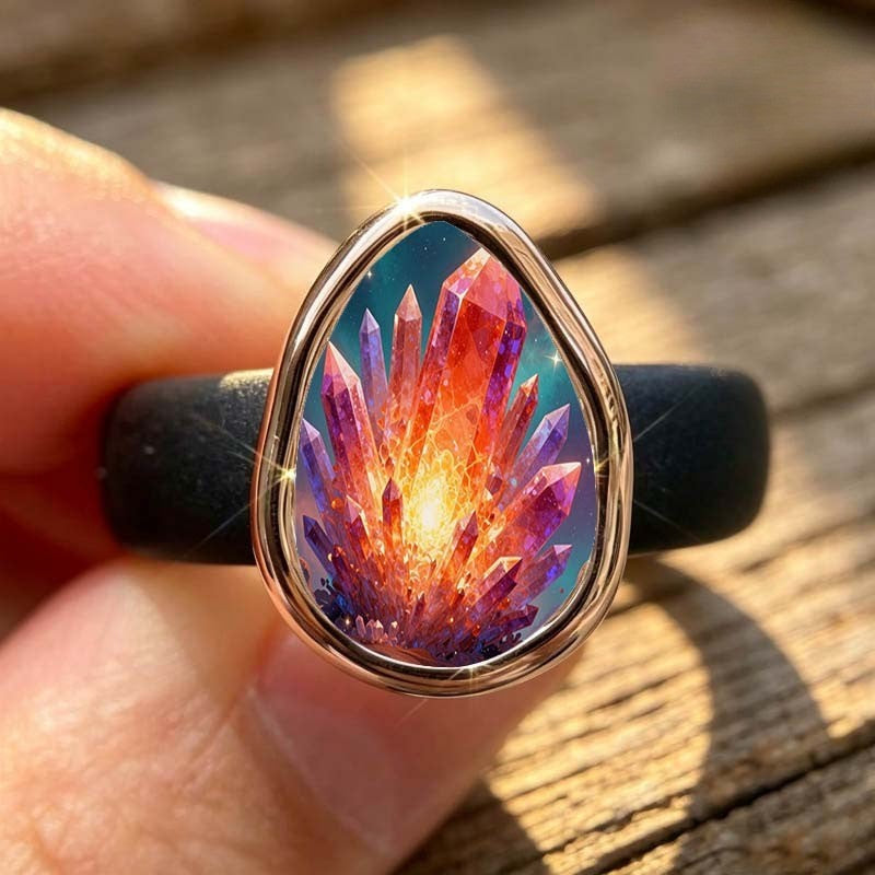 Radiant Crystal Geode Ring