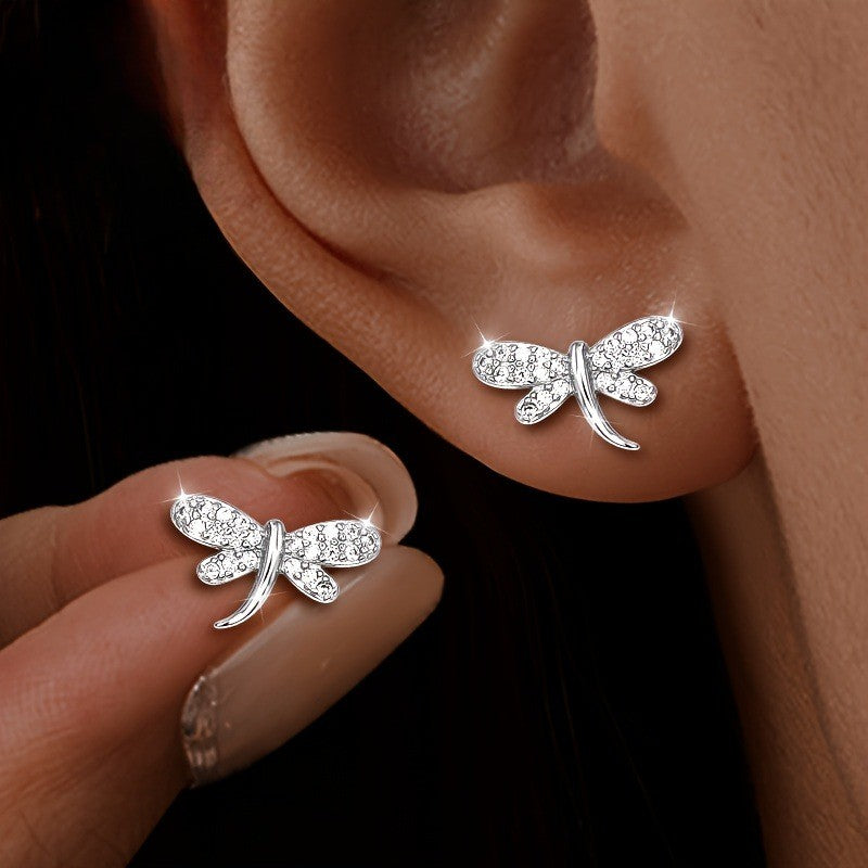 Crystal Dragonfly Stud Earrings