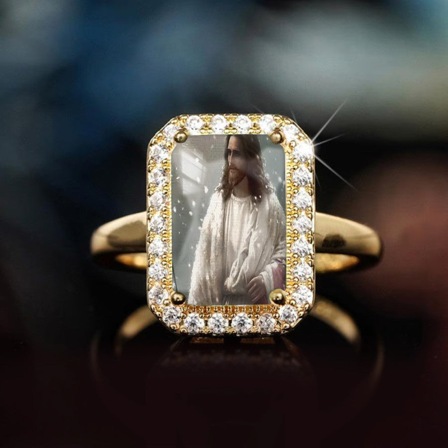 Crystal Halo Portrait Ring