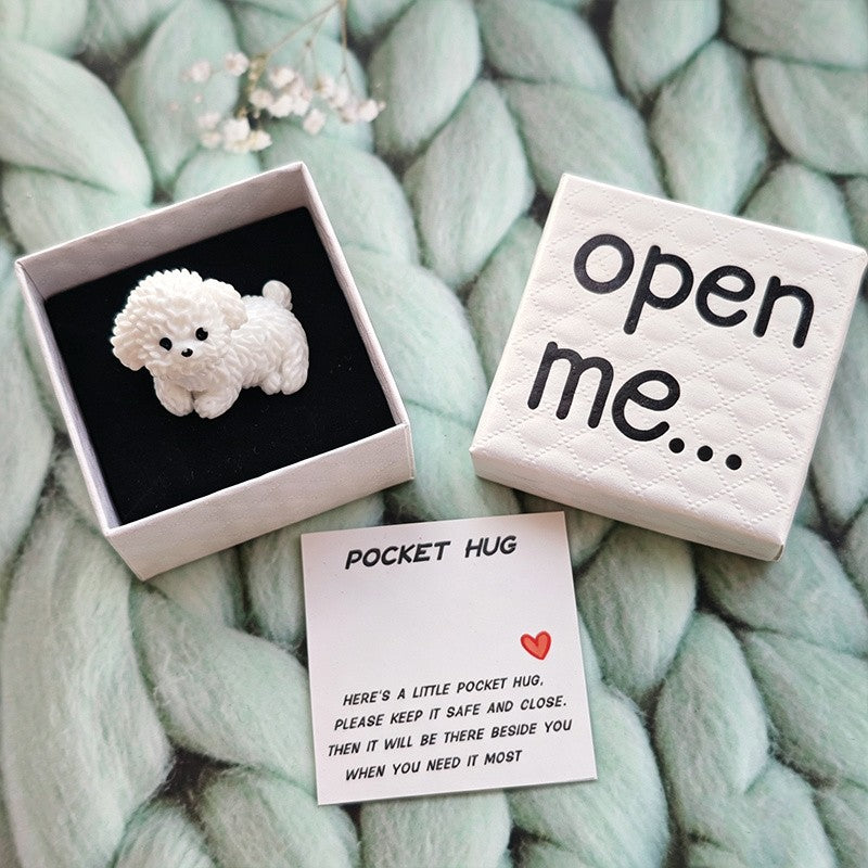 White Puppy Pocket Hug Box