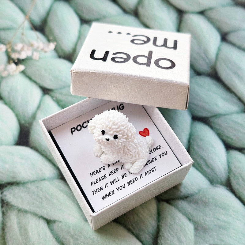White Puppy Pocket Hug Box