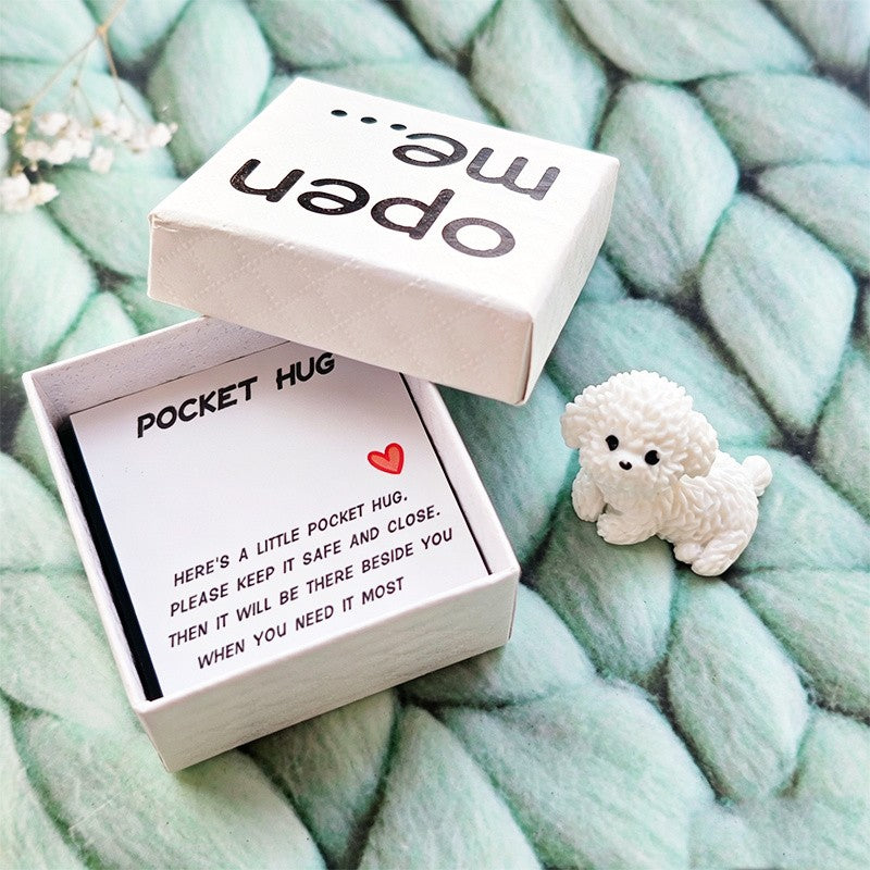 White Puppy Pocket Hug Box
