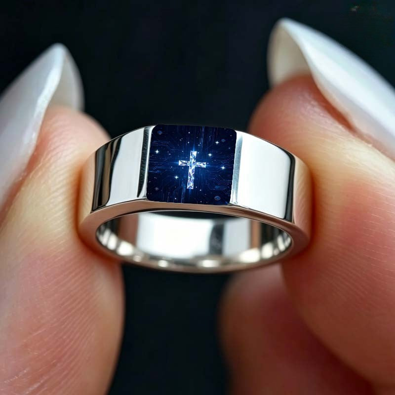Starry Night Cross Square Ring