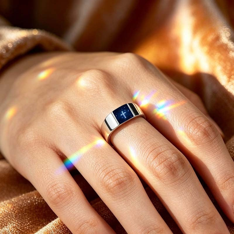 Starry Night Cross Square Ring