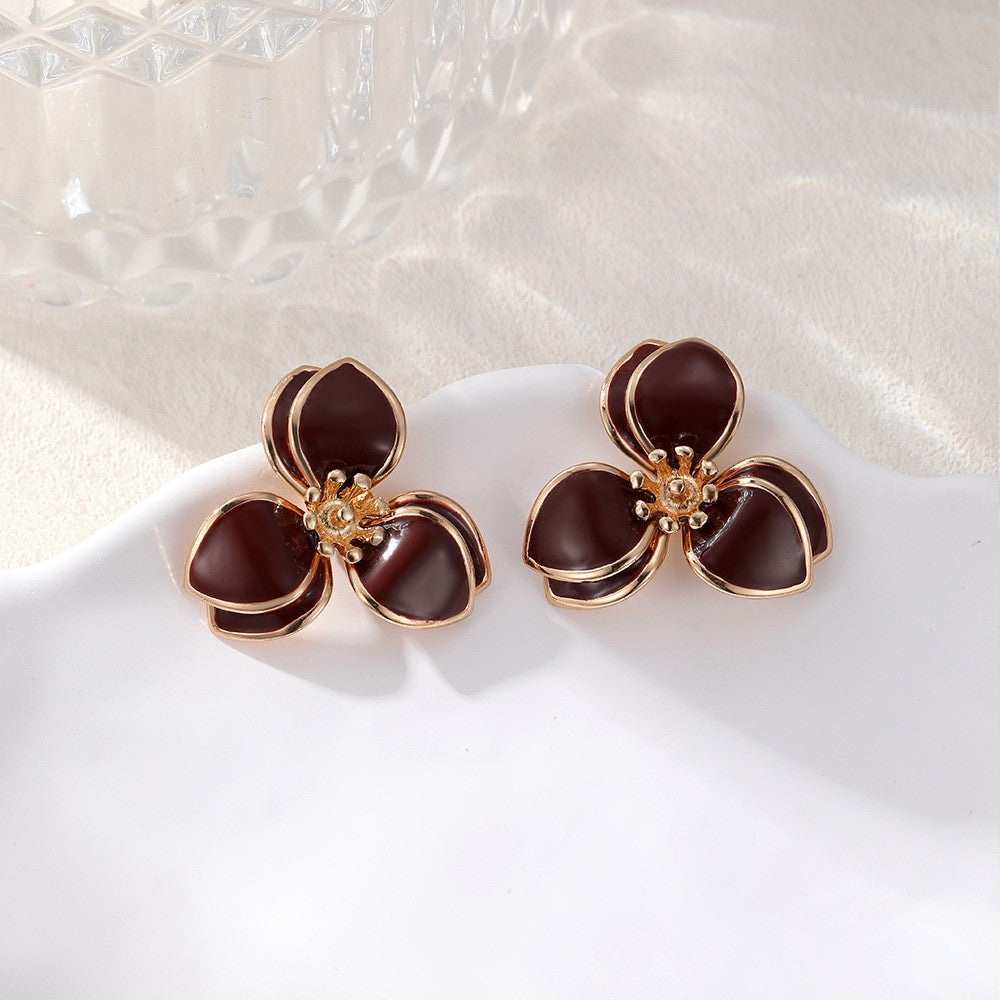 White Floral Stud Earrings